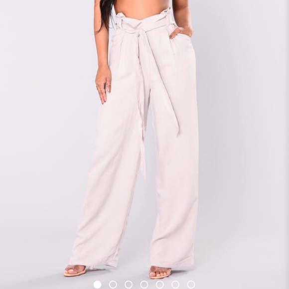 Fashion Nova Pants - Tan high waist paper bag pants